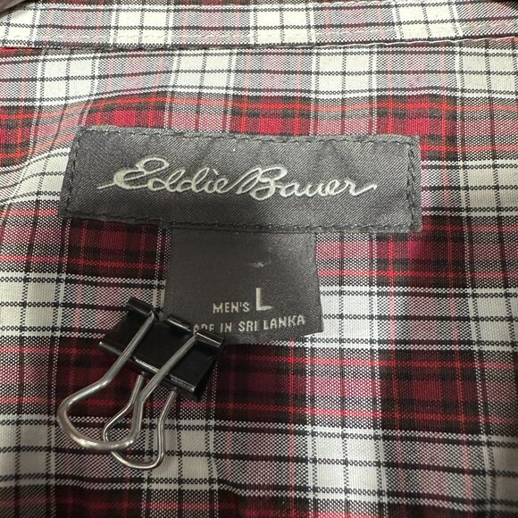 Eddie Bauer Shirt Mens Large Wrinkle Free Relaxed Fit Button Down Red Plaid - Picture 6 of 9
